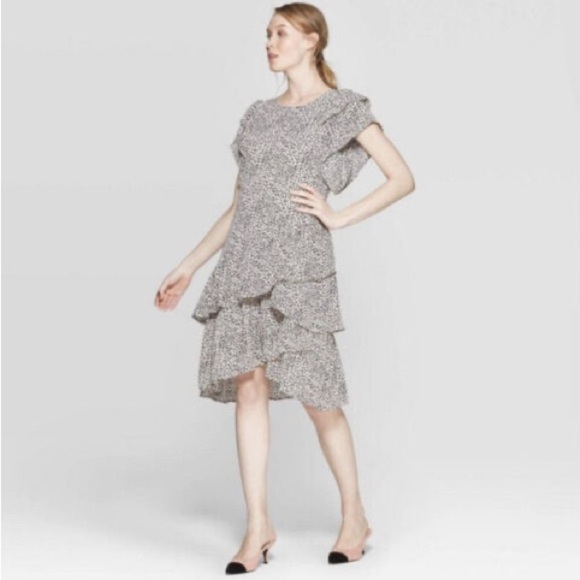 WHO WHAT WEAR pink leopard ruffle dress - Picture 2 of 14